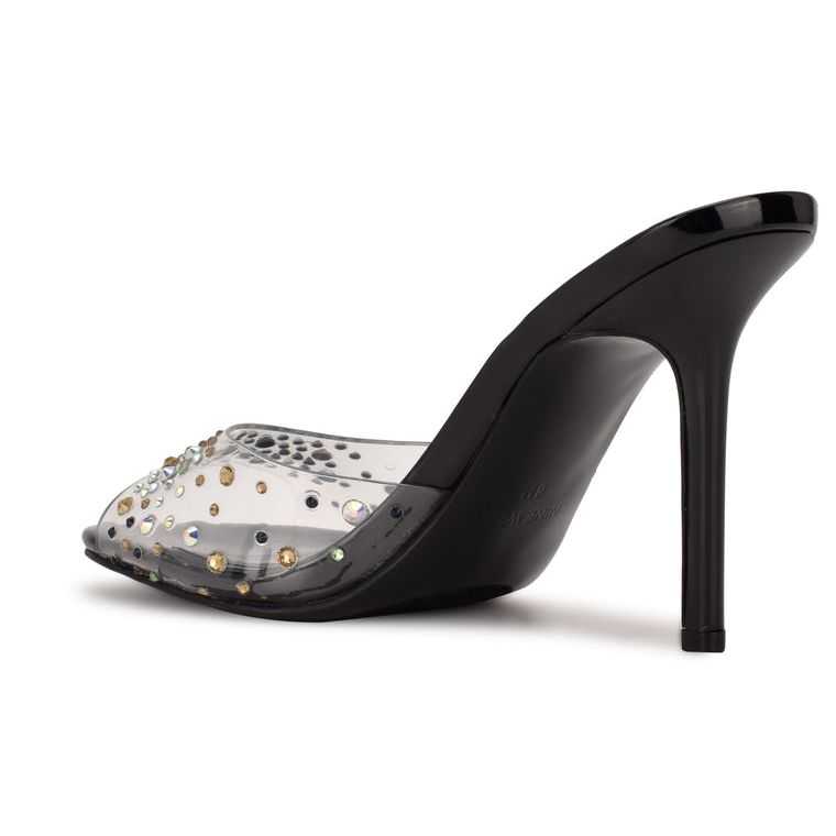 Nine West Ido Rhinestone Chanclas Sandals Negras | 0386-HDEOF