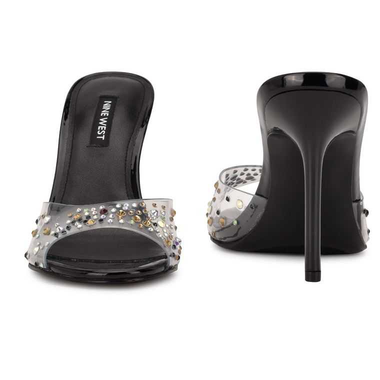 Nine West Ido Rhinestone Chanclas Sandals Negras | 0386-HDEOF