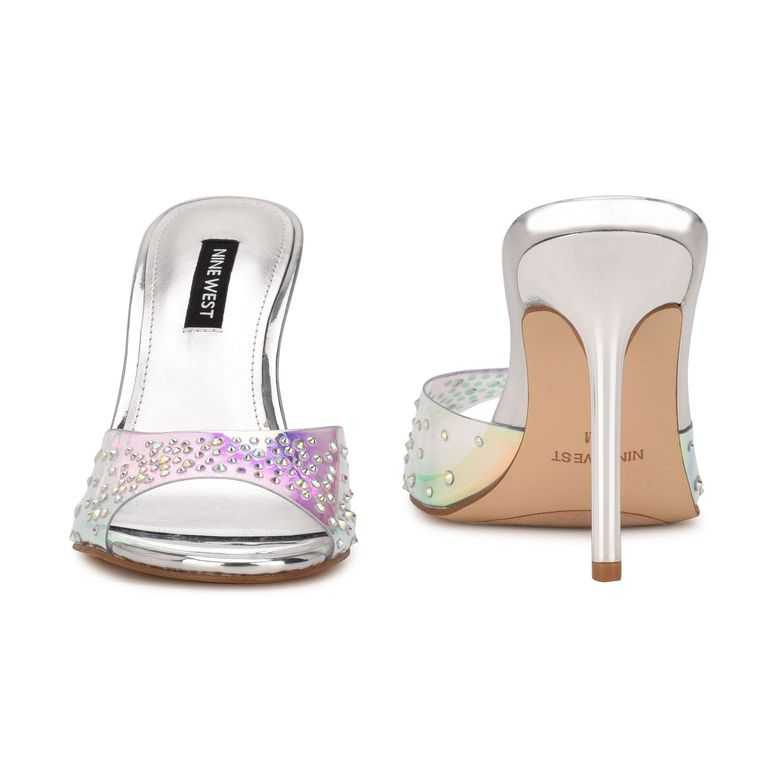 Nine West Ido Rhinestone Tacón Chanclas | 1725-ENMBJ