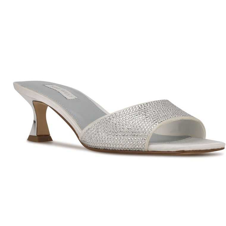 Nine West Indra Tacón Chanclas Sandals Blancas | 0892-NUPXG