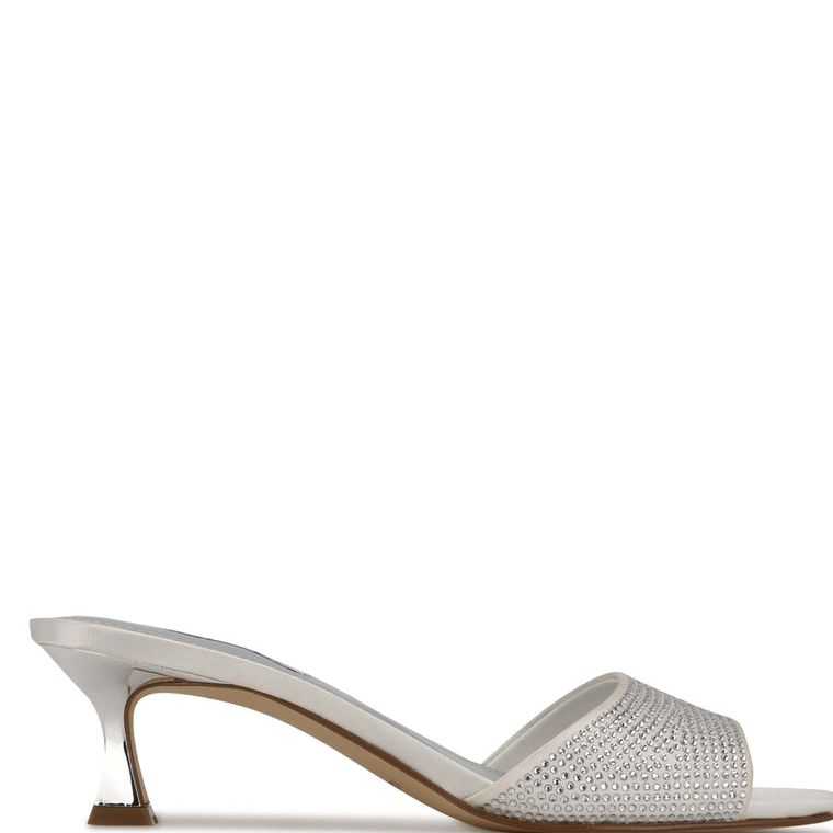 Nine West Indra Tacón Chanclas Sandals Blancas | 0892-NUPXG