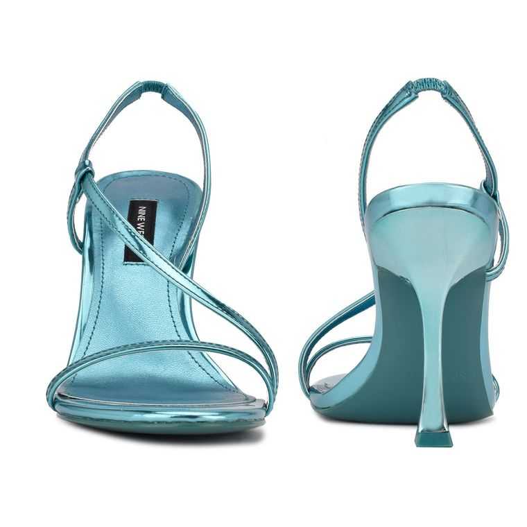 Nine West Isaw Vestido Sandals Azules Metal | 1093-FVEPQ