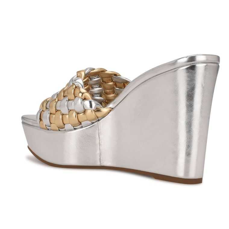 Nine West Kat Plataforma Chanclas Metal Multicolor | 2913-SKDZB