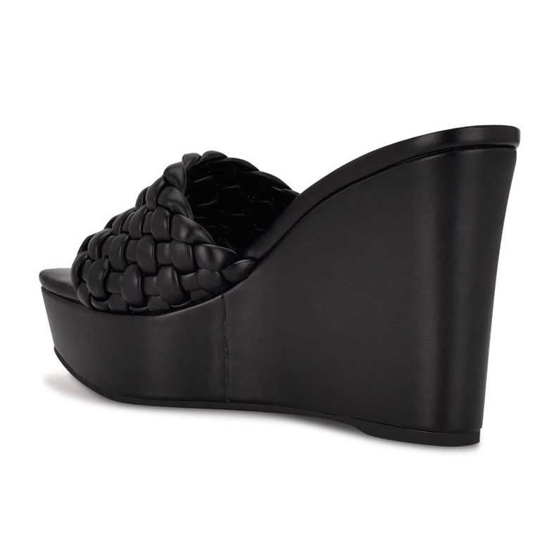 Nine West Kat Plataforma Chanclas Negras | 2195-EVRJM