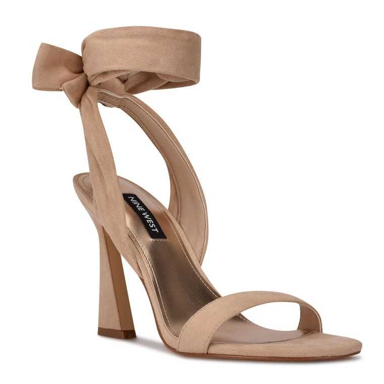 Nine West Kelsie Ankle Wrap Sandals Beige | 5364-BUMDY