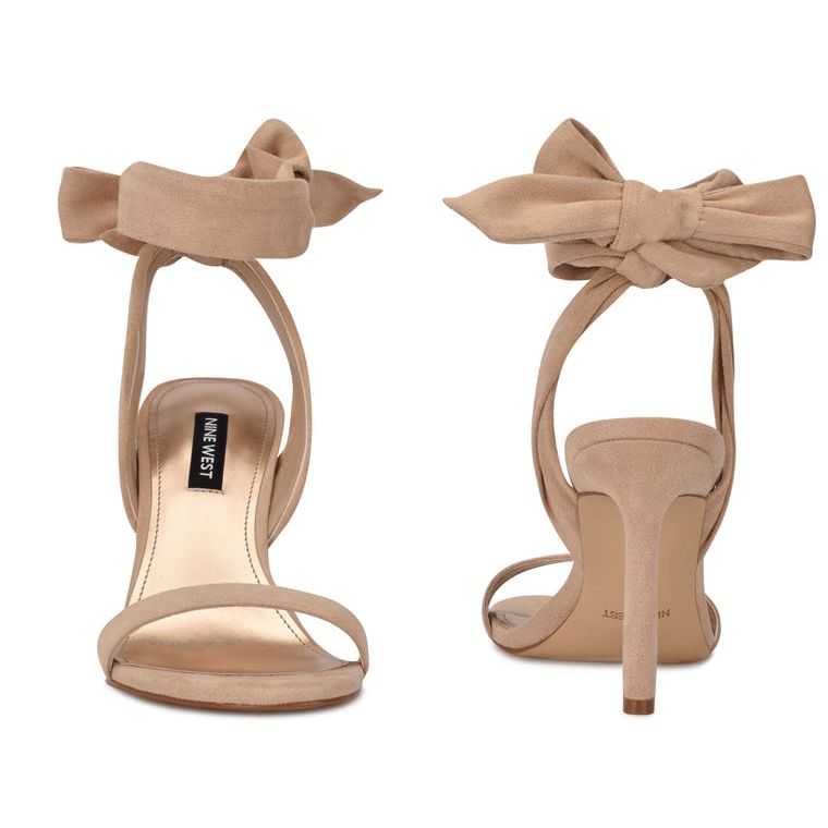 Nine West Kelsie Ankle Wrap Sandals Beige | 5364-BUMDY