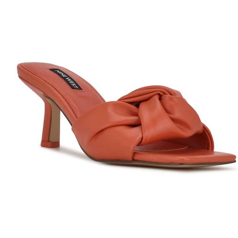 Nine West Knot Tacón Chanclas Naranjas | 5231-GFVZH