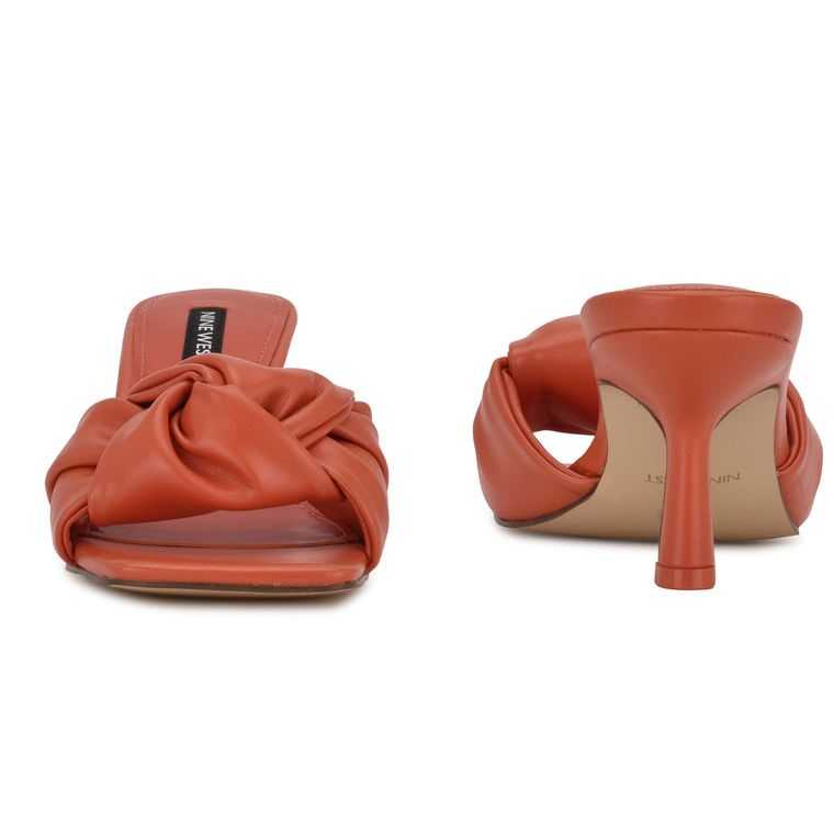 Nine West Knot Tacón Chanclas Naranjas | 5231-GFVZH