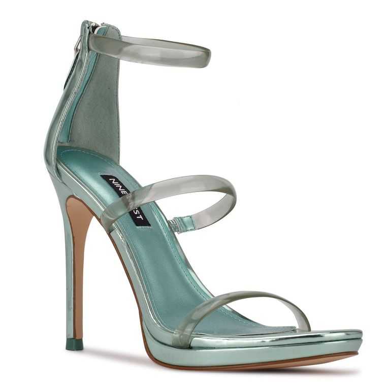 Nine West Leah Tacón Verde Menta Metal | 4270-KWOTN