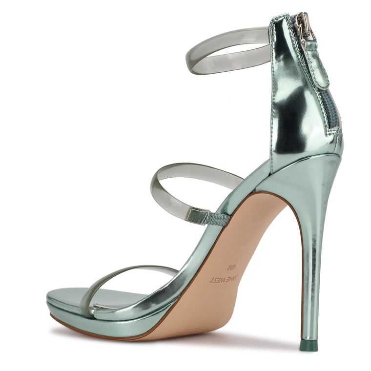 Nine West Leah Tacón Verde Menta Metal | 4270-KWOTN