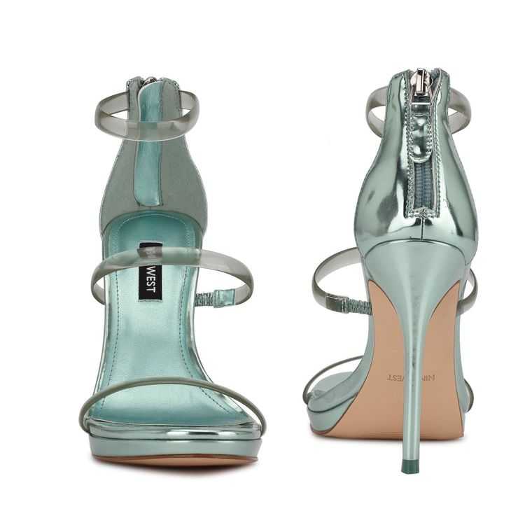 Nine West Leah Tacón Verde Menta Metal | 4270-KWOTN