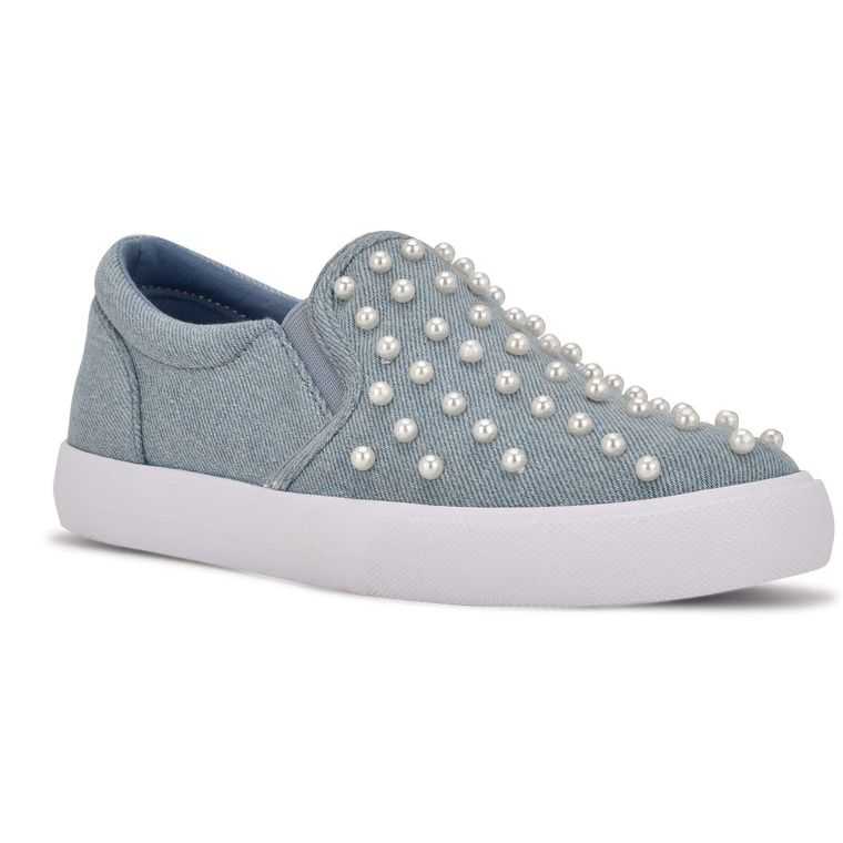 Nine West Lovie Slip On Sneakers Azules Claro | 4568-WPSHM