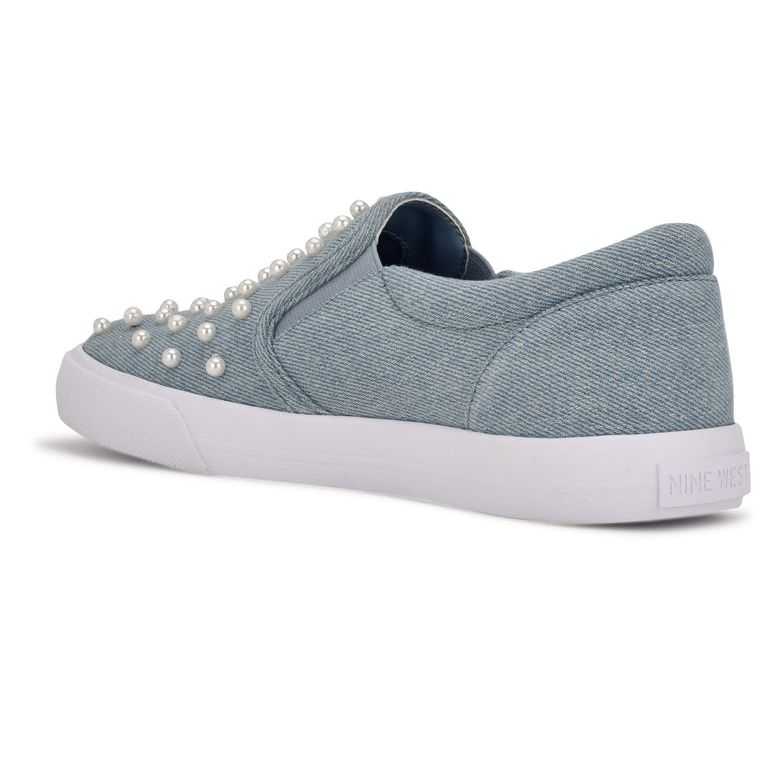 Nine West Lovie Slip On Sneakers Azules Claro | 4568-WPSHM