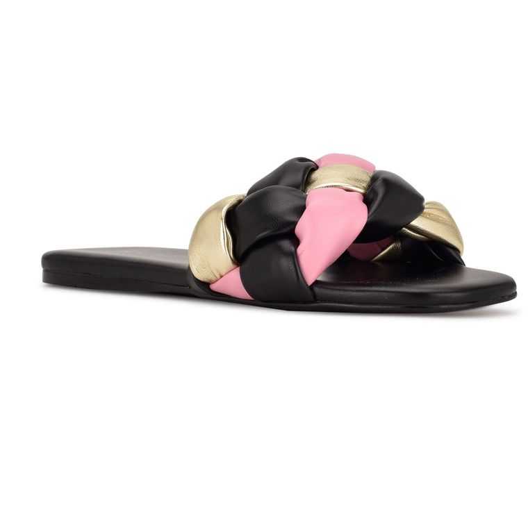 Nine West Lula Chanclas Sandals Negras Multicolor | 7326-IGHEF