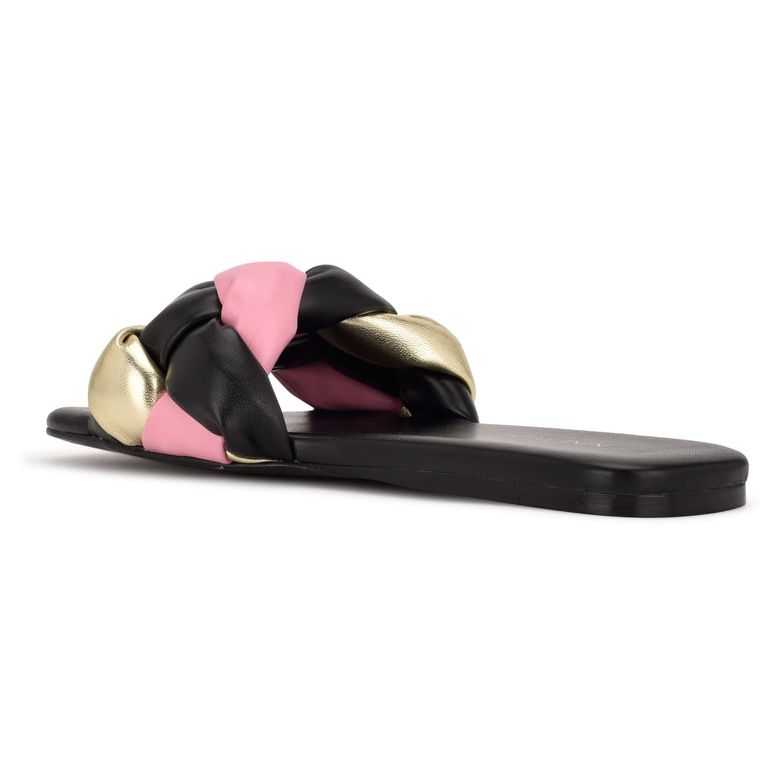 Nine West Lula Chanclas Sandals Negras Multicolor | 7326-IGHEF