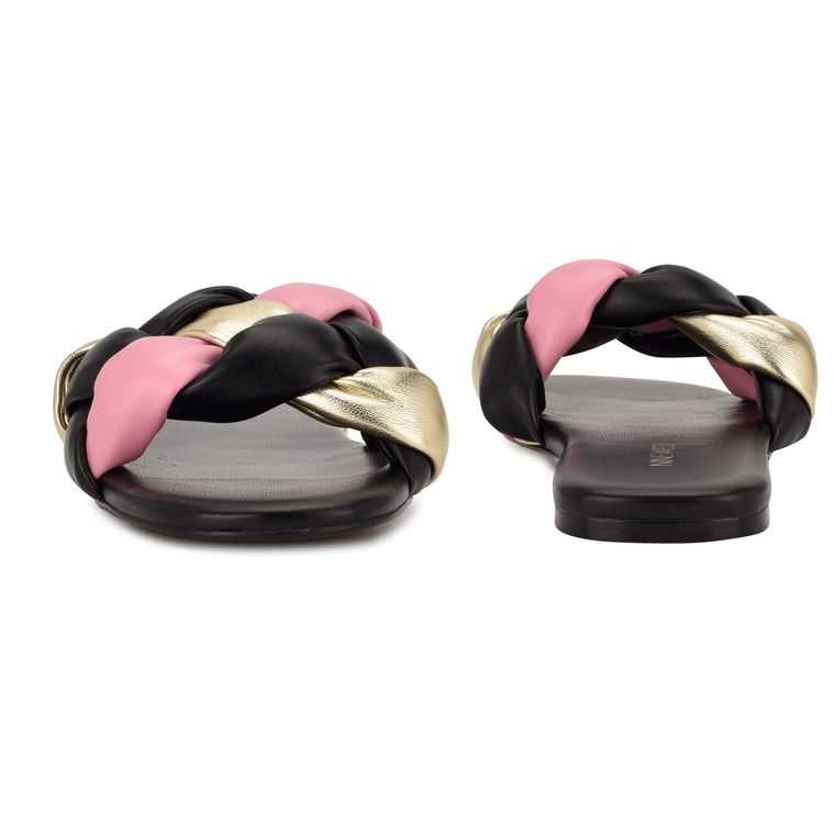 Nine West Lula Chanclas Sandals Negras Multicolor | 7326-IGHEF