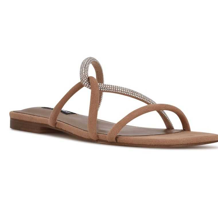 Nine West Meaa Planos Chanclas Sandals Marrones | 5876-KPCGU