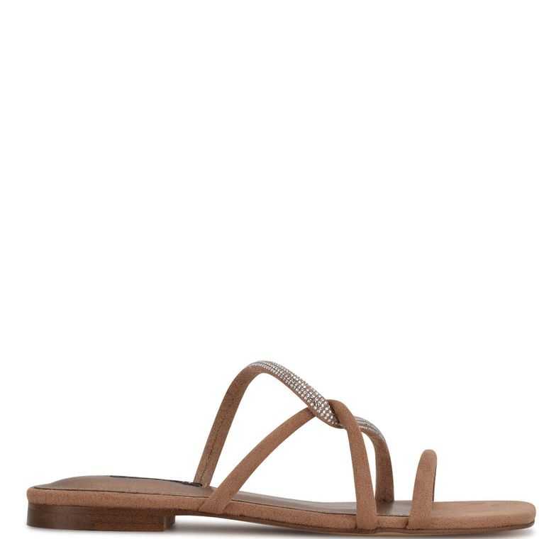 Nine West Meaa Planos Chanclas Sandals Marrones | 5876-KPCGU