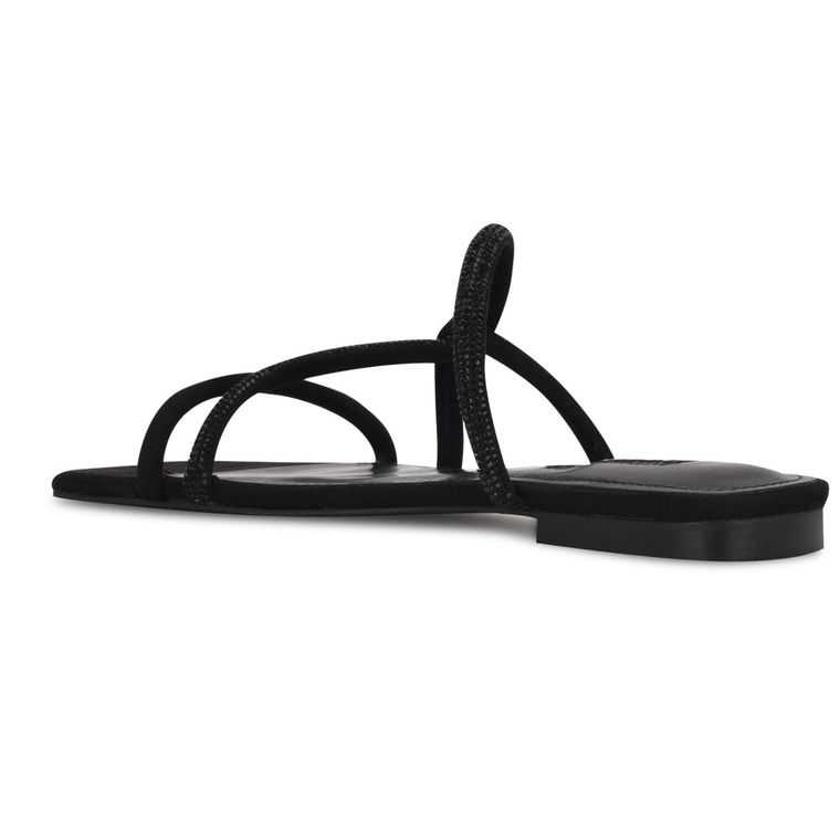 Nine West Meaa Planos Chanclas Sandals Negras | 2158-JTEQO