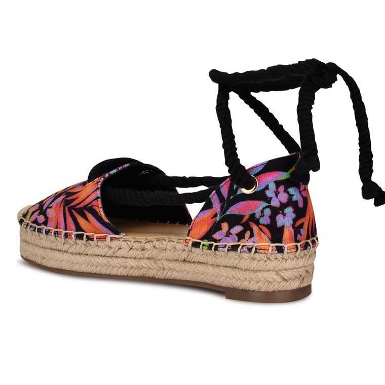 Nine West Meaks Ankle Wrap Alpargata Negras Multicolor | 1087-TWBKG