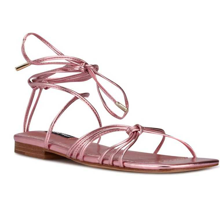 Nine West Minus Ankle Wrap Sandals Rosas Metal | 0296-MKCBQ