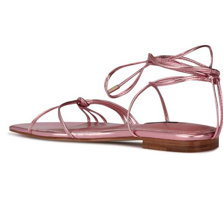 Nine West Minus Ankle Wrap Sandals Rosas Metal | 0296-MKCBQ