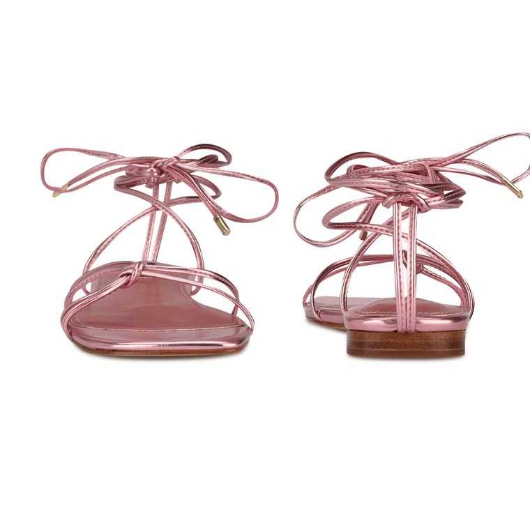 Nine West Minus Ankle Wrap Sandals Rosas Metal | 0296-MKCBQ