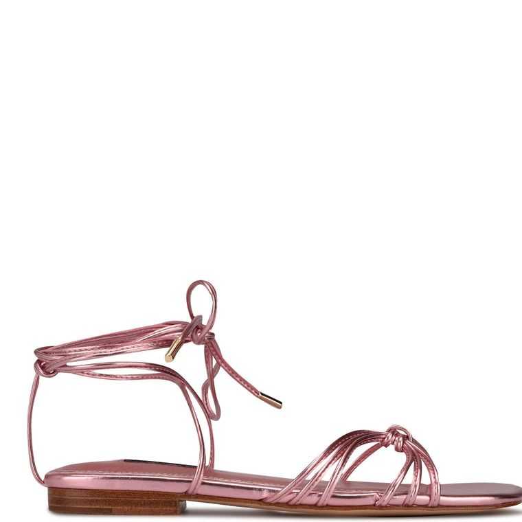 Nine West Minus Ankle Wrap Sandals Rosas Metal | 0296-MKCBQ