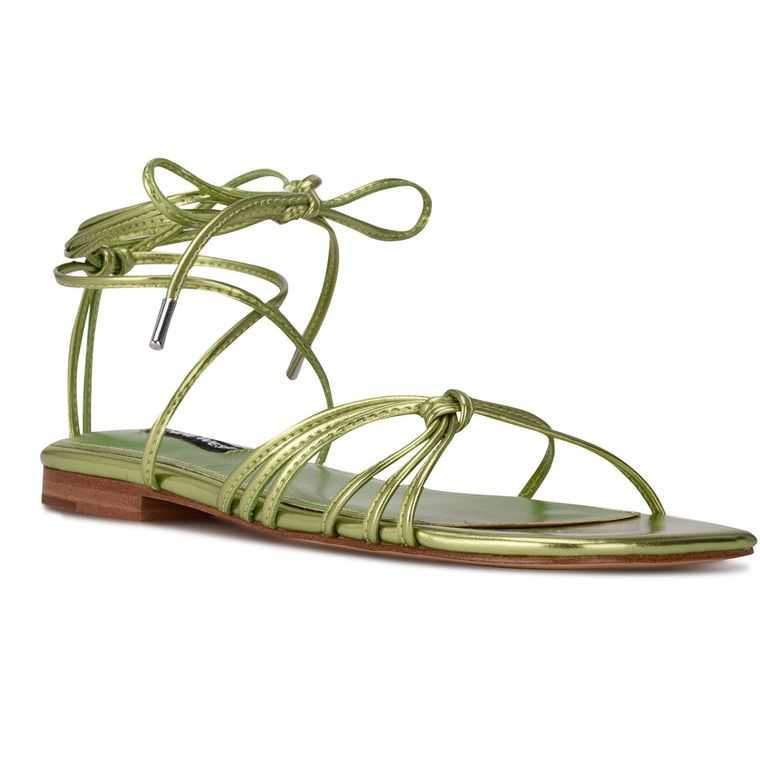 Nine West Minus Ankle Wrap Sandals Verde Metal | 6473-WOQPU