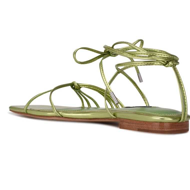 Nine West Minus Ankle Wrap Sandals Verde Metal | 6473-WOQPU