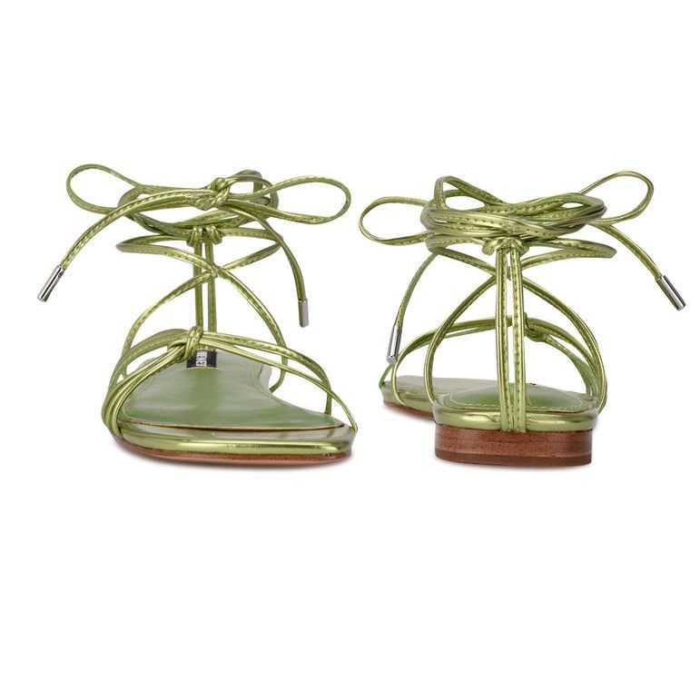 Nine West Minus Ankle Wrap Sandals Verde Metal | 6473-WOQPU