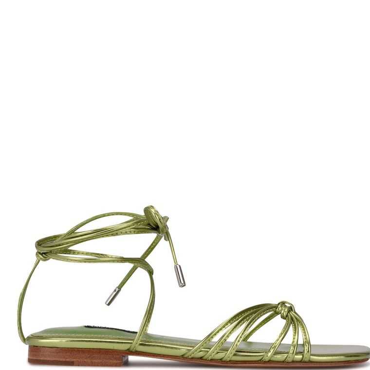 Nine West Minus Ankle Wrap Sandals Verde Metal | 6473-WOQPU