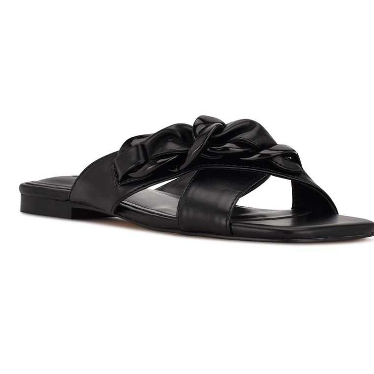 Nine West Misty Planos Chanclas Negras | 3752-KVCRZ