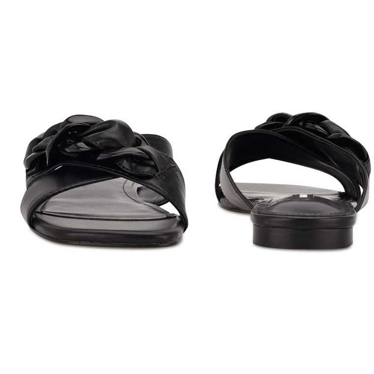 Nine West Misty Planos Chanclas Negras | 3752-KVCRZ