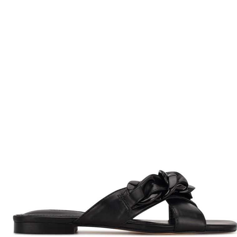 Nine West Misty Planos Chanclas Negras | 3752-KVCRZ