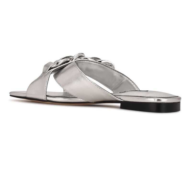 Nine West Misty Planos Chanclas Plateadas | 4890-VCDOP