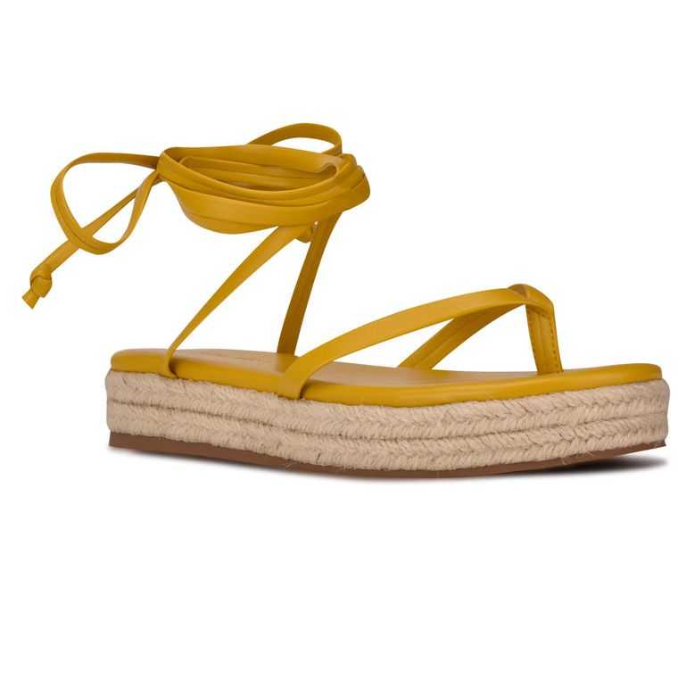 Nine West Monee Ankle Wrap Planos Amarillo | 2451-LPKIF