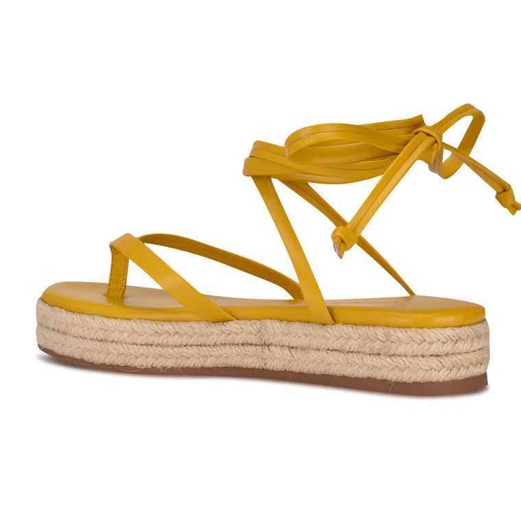 Nine West Monee Ankle Wrap Planos Amarillo | 2451-LPKIF