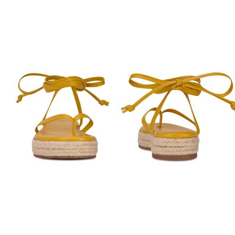 Nine West Monee Ankle Wrap Planos Amarillo | 2451-LPKIF