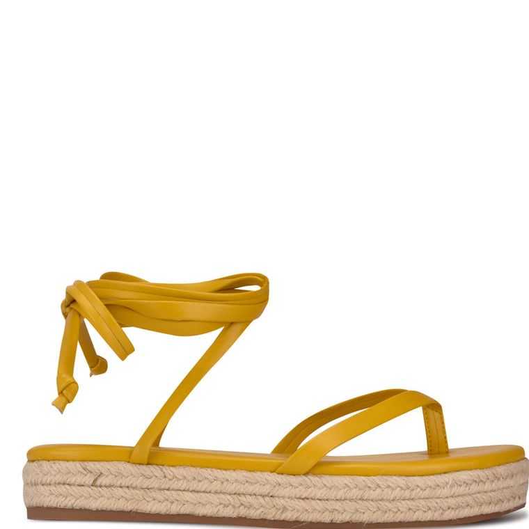 Nine West Monee Ankle Wrap Planos Amarillo | 2451-LPKIF