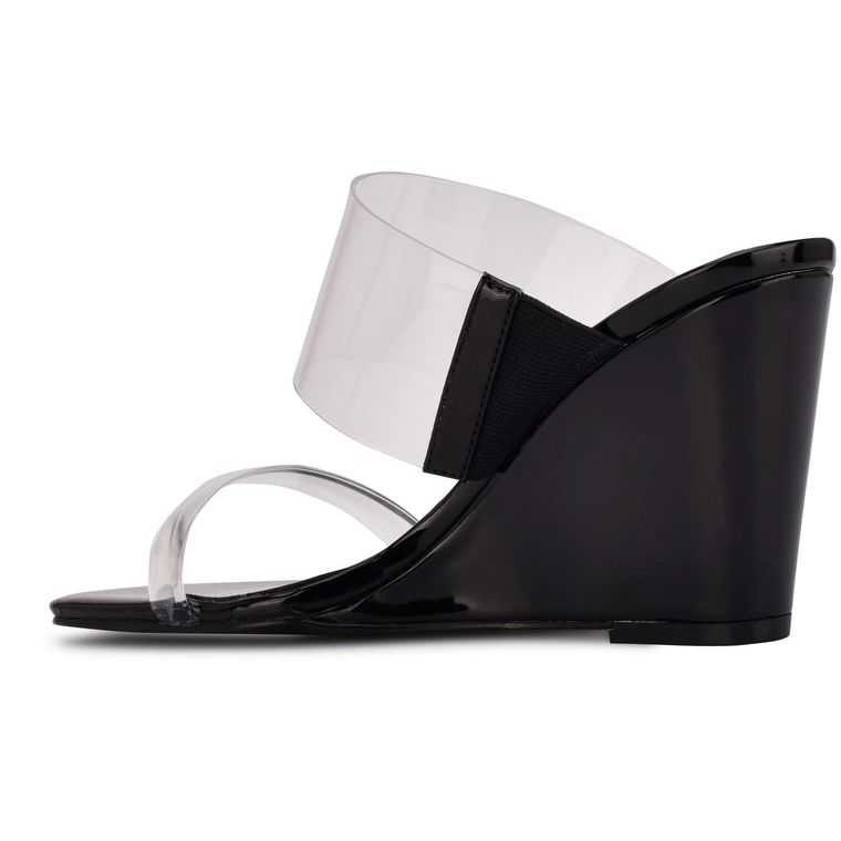 Nine West Nats Wedge Negras | 1462-TOVWJ