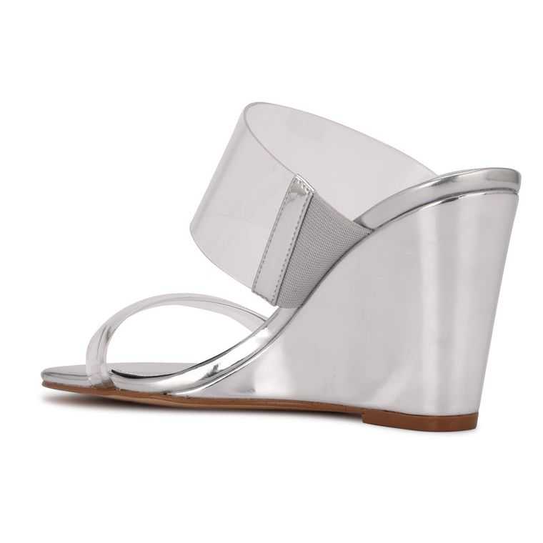 Nine West Nats Wedge Plateadas | 2608-UEVJW