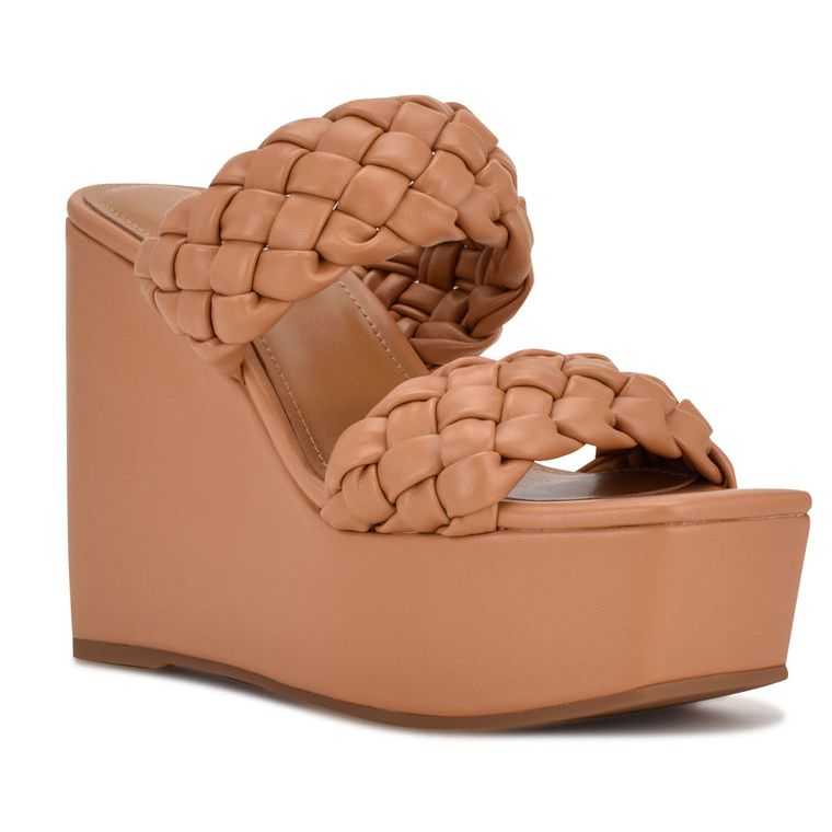 Nine West Nessie Plataforma Chanclas Sandals Marrones Claro | 0178-UABEI