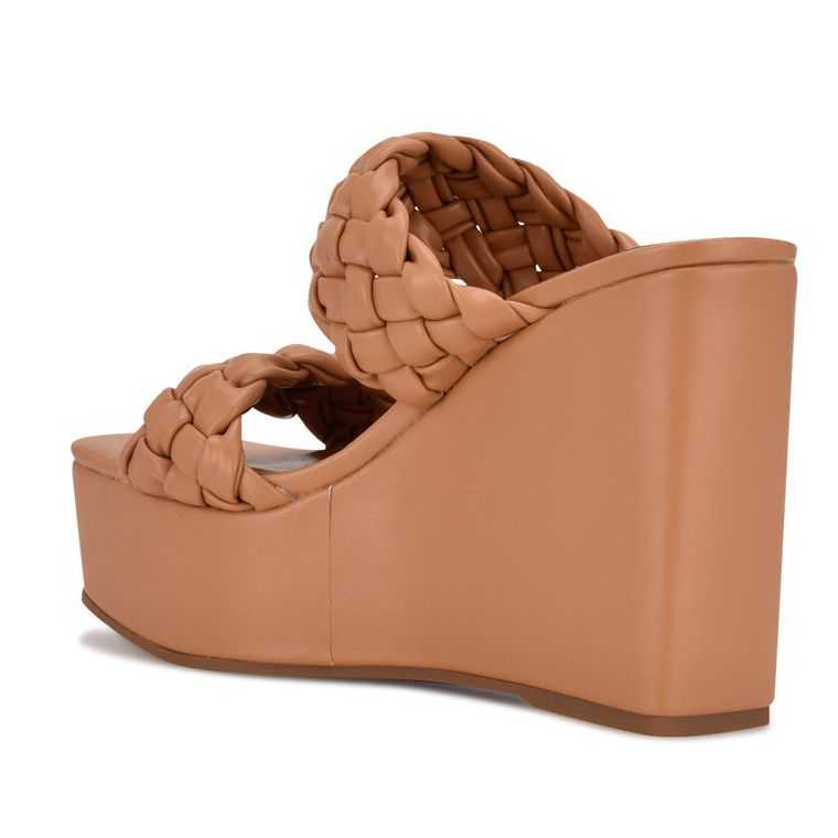 Nine West Nessie Plataforma Chanclas Sandals Marrones Claro | 0178-UABEI