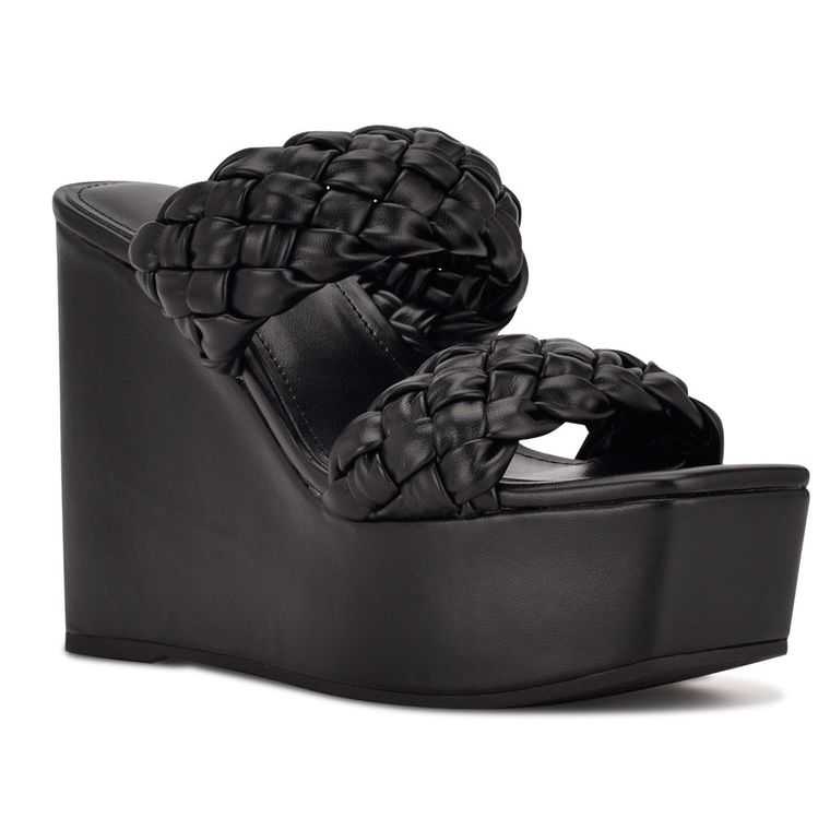 Nine West Nessie Plataforma Chanclas Sandals Negras | 2051-CNEOH