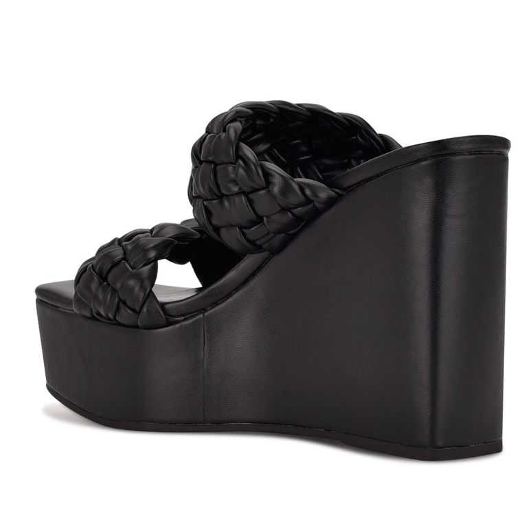 Nine West Nessie Plataforma Chanclas Sandals Negras | 2051-CNEOH