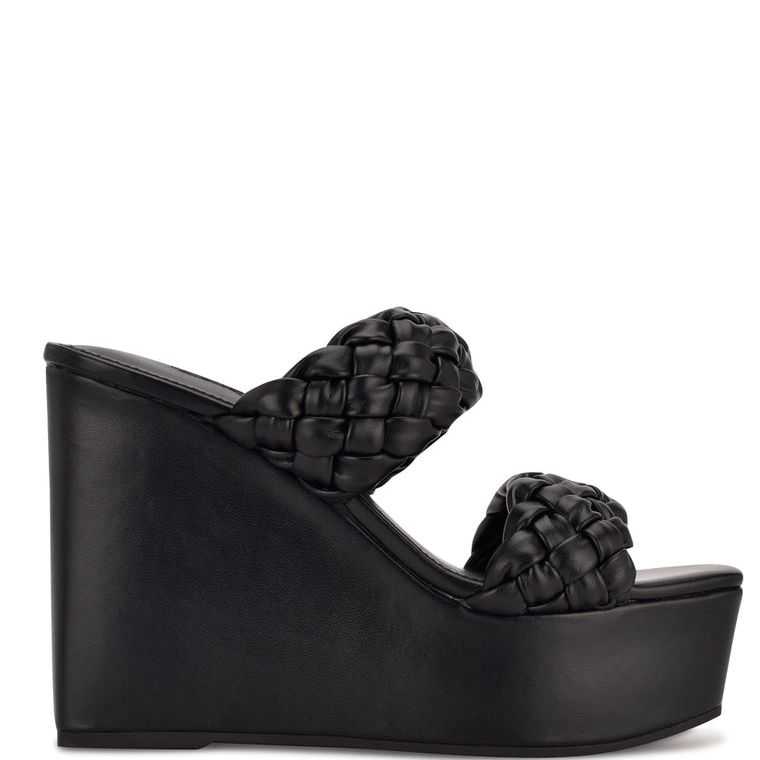 Nine West Nessie Plataforma Chanclas Sandals Negras | 2051-CNEOH