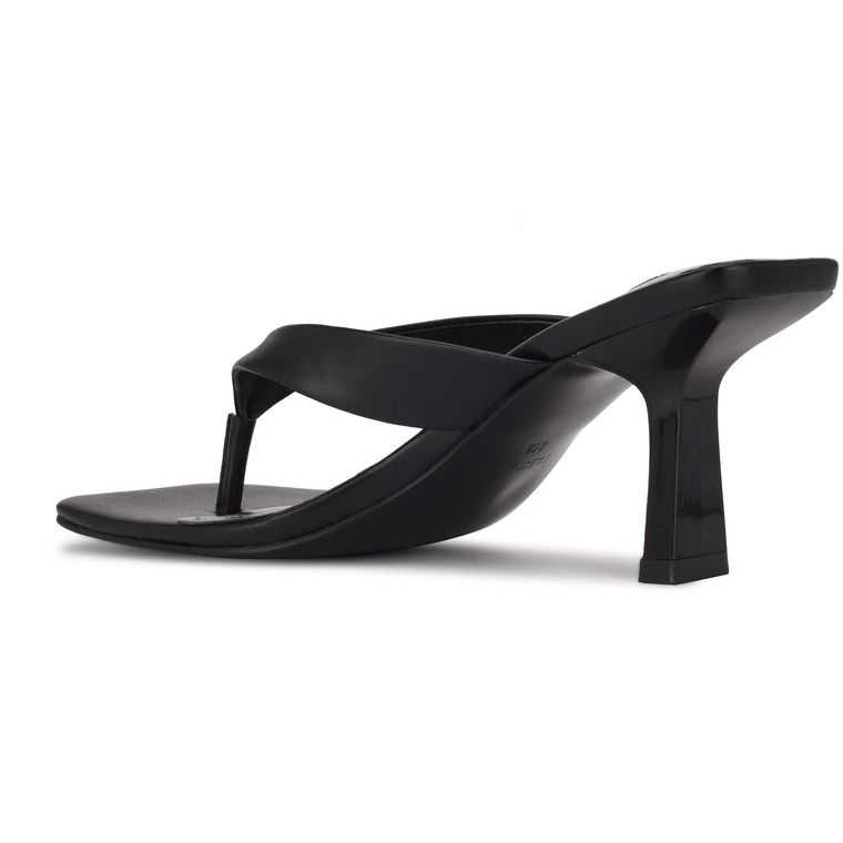 Nine West Nest Tacón Tanga Sandals Negras | 4920-JTFHU