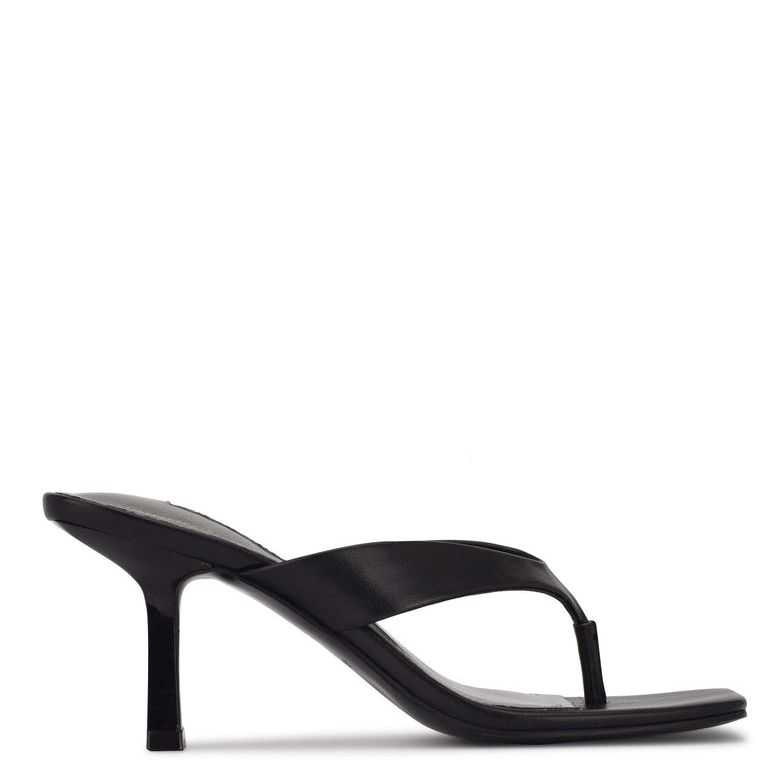 Nine West Nest Tacón Tanga Sandals Negras | 4920-JTFHU