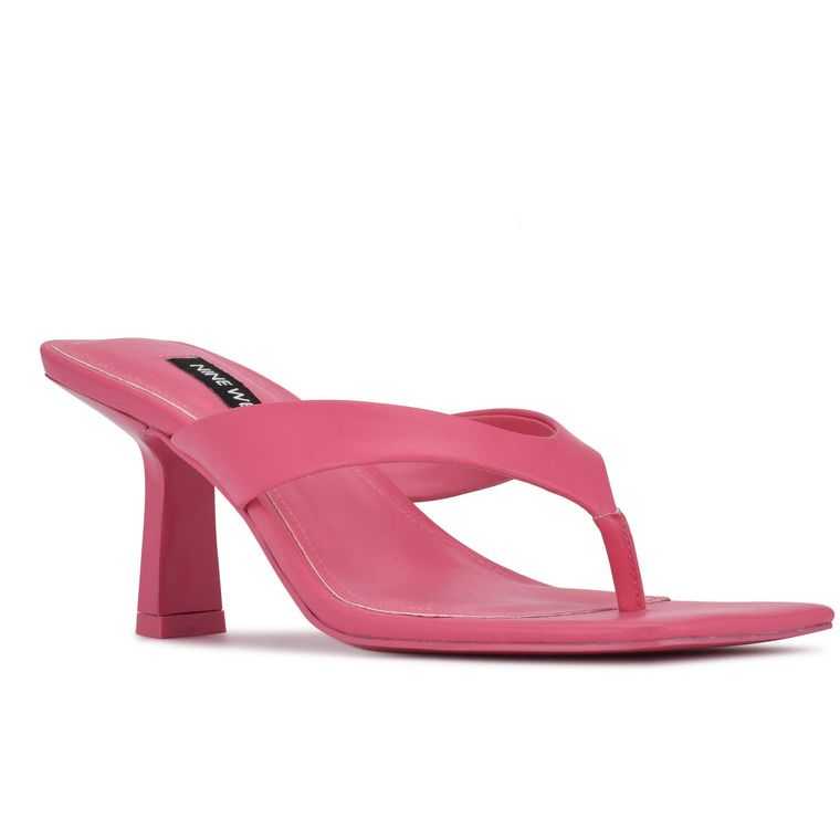 Nine West Nest Tacón Tanga Sandals Rosas | 3470-QUTLB